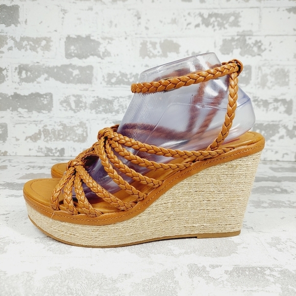 Zodiac Shoes - NEW Zodiac Women's Shana Brown Leather Espadrille Wedge Sandals B215